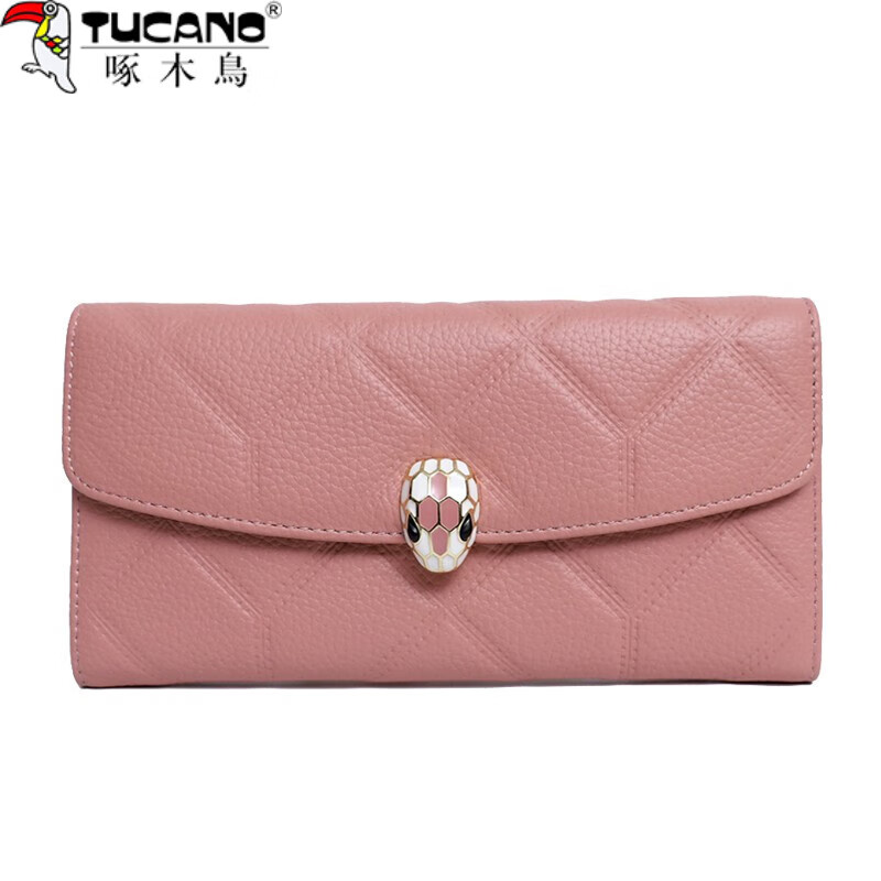 Woodpecker (TUCANO) first-layer cowhide inside and outside 2024 new fashion wallet women's long genuine leather large capacity hand wallet mobile phone temperament burgundy