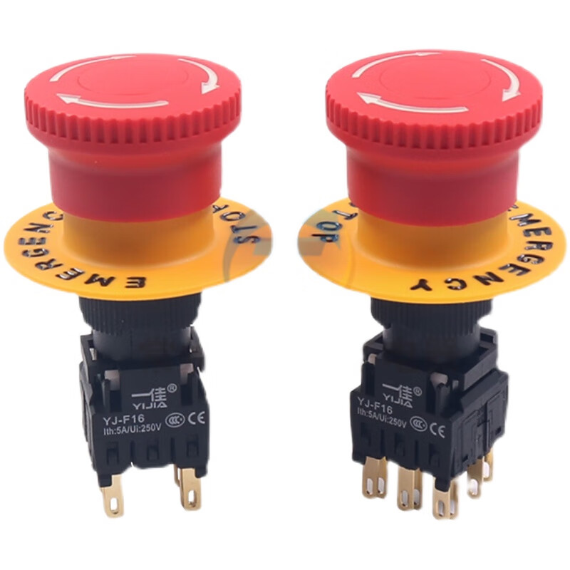 Yijia power supply mushroom head emergency stop button emergency switch LA F16-11ZS stop 16mm normally open 3 normally closed 2 3 open 3 closed