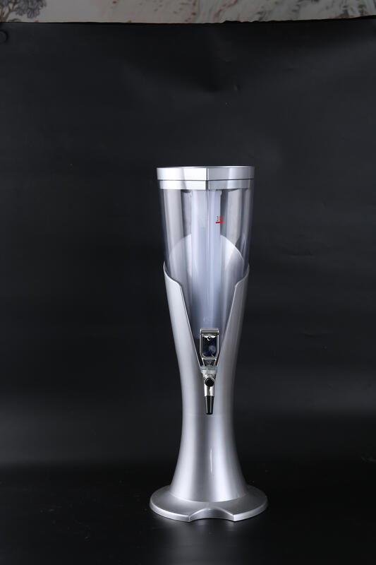 3 liters commercial beer cannon bar KTV luminous wine tower beer dispenser creative decomposition wine cannon with faucet 3 liters silver with lights and icicles
