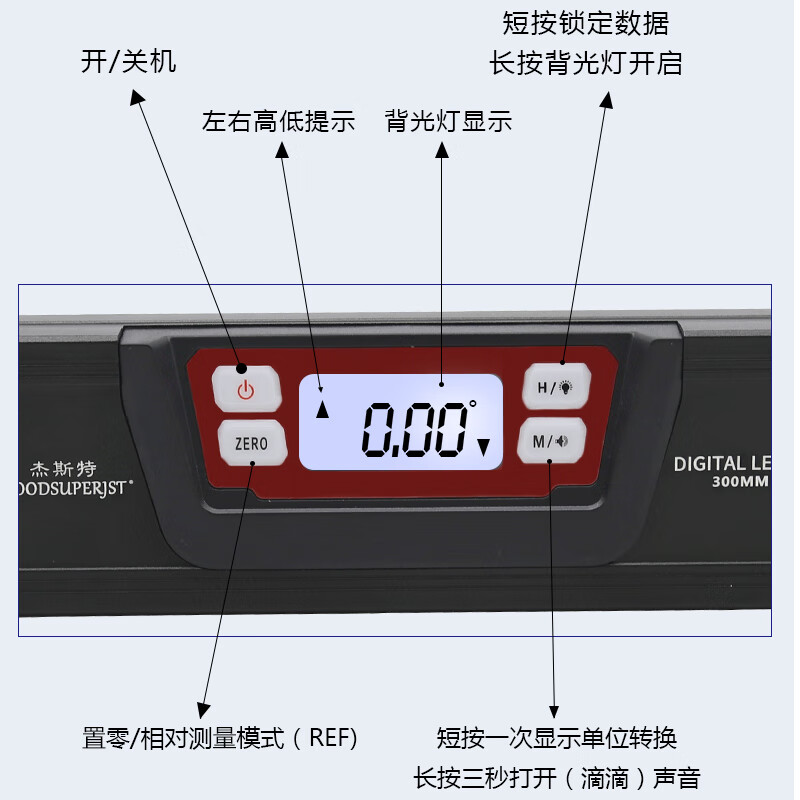 Borage core digital display level high-precision electronic level new anti-fall IP65 waterproof digital display angle ruler TN200LIP65 waterproof level 200MM without