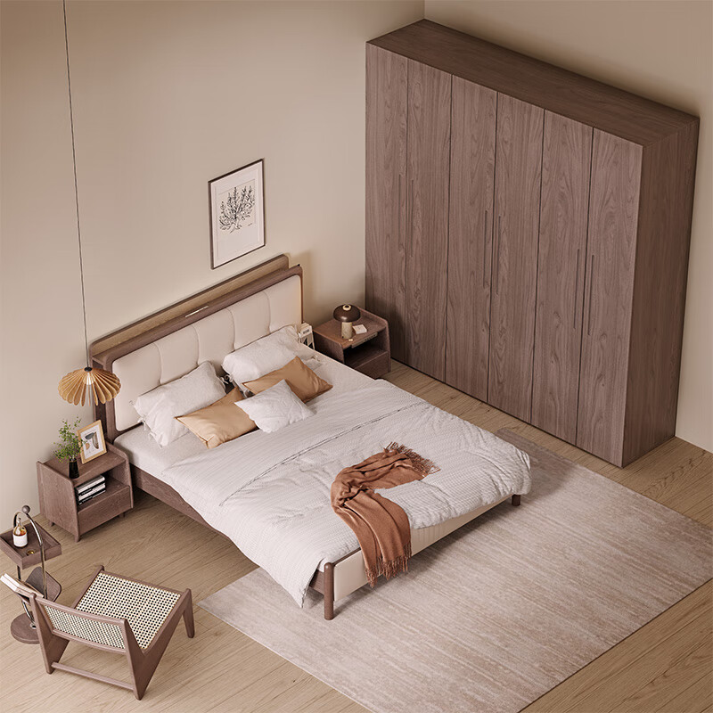 Zhenxiangjia all solid wood wardrobe custom wardrobe home bedroom wardrobe FAS grade oak one door to top wardrobe oak 1.6 meters four door wardrobe 2.4 meters high