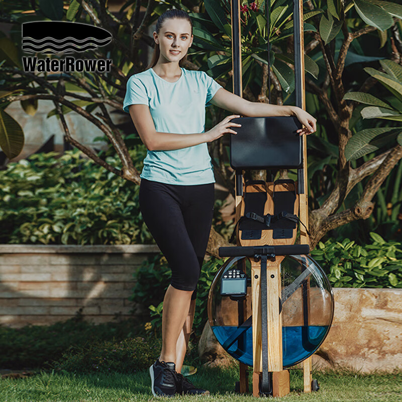 WaterRower imported from the United States, household commercial water resistance rowing machine, solid wood aerobic fitness equipment, ash wood, natural track with engraved LOGO, Jingzhi model