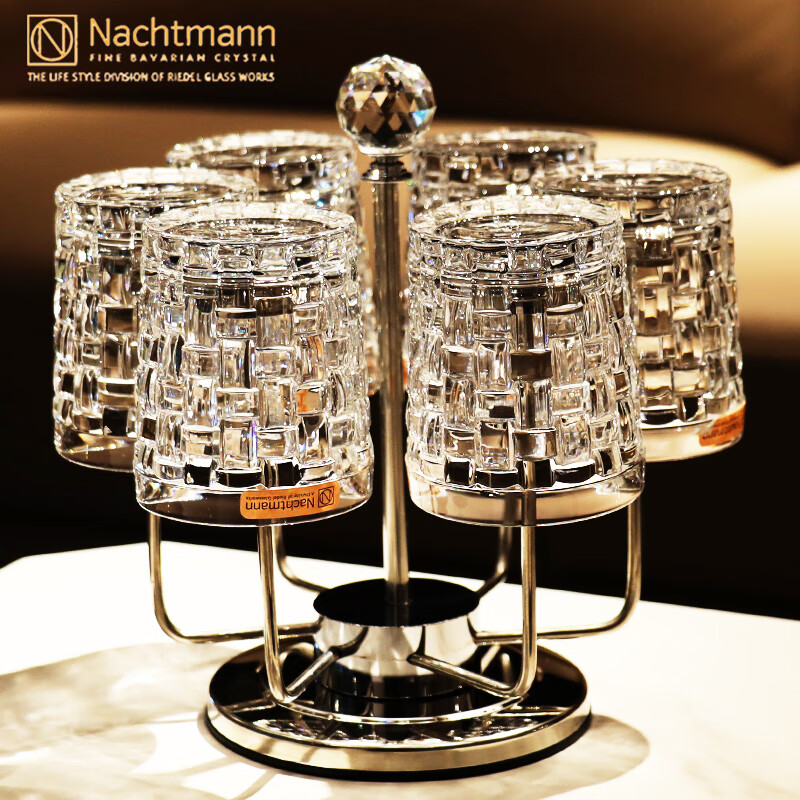 Nachtmann, Germany, imported crystal glass, wine, whiskey, beer glass, beverage, juice, water cup set, 6 tall cups 390ML + stainless steel water cup holder