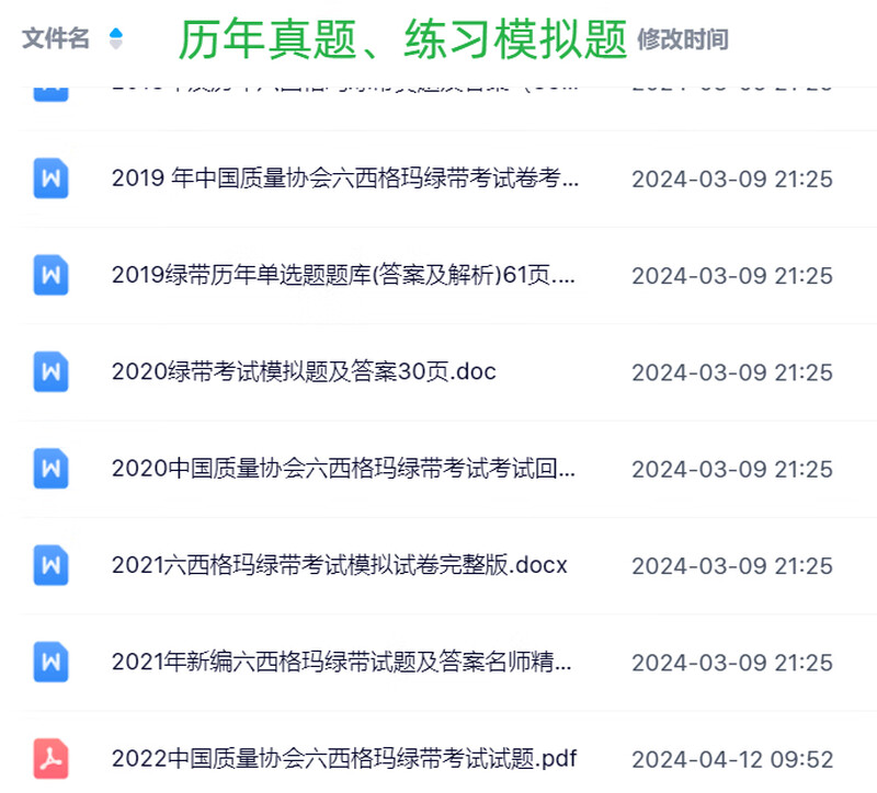 2024 Six Sigma Six Sigma Green Belt Course Exam Training Video Tutorial Previous Years’ Real Examination Simulation Question Bank