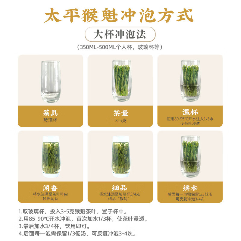 Huiliu Green Tea Taiping Houkui Tea 50g Xunwei 500 Special Grade 2025 New Tea Hand-pinned Straight from the Source