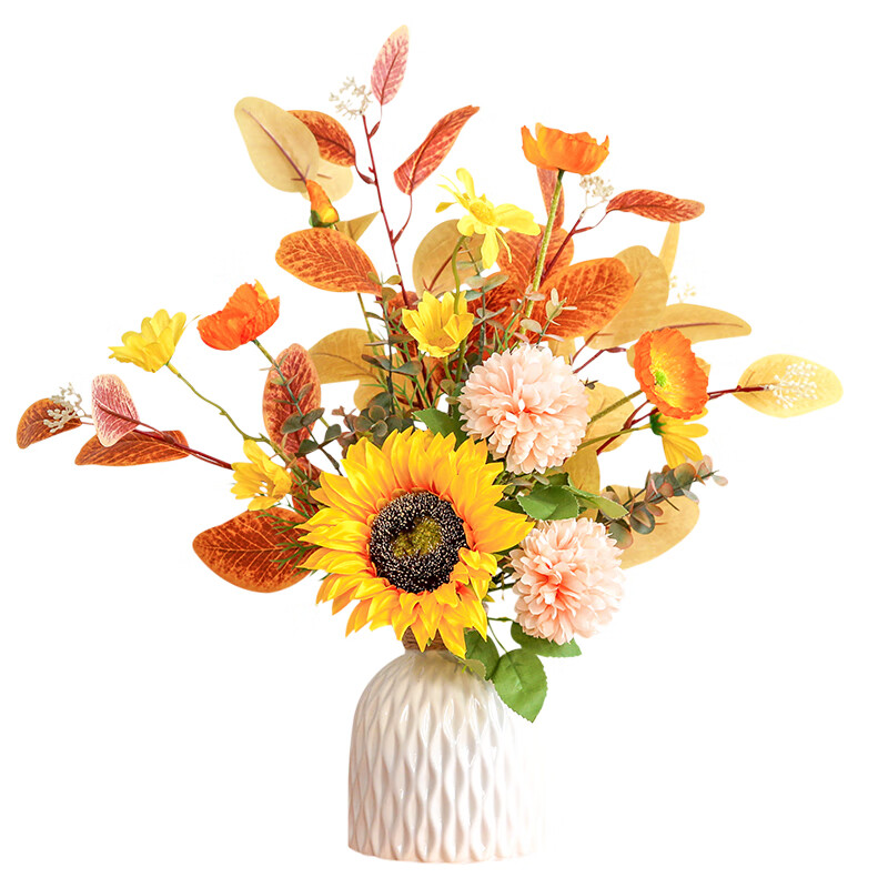 Fan. Makeup coffee table flowers, simulated floral art, Nordic style potted plants, INS decoration, fake flowers, dining table, home furnishings, living room set, table flowers, pink porcelain vase, Luoli powder set