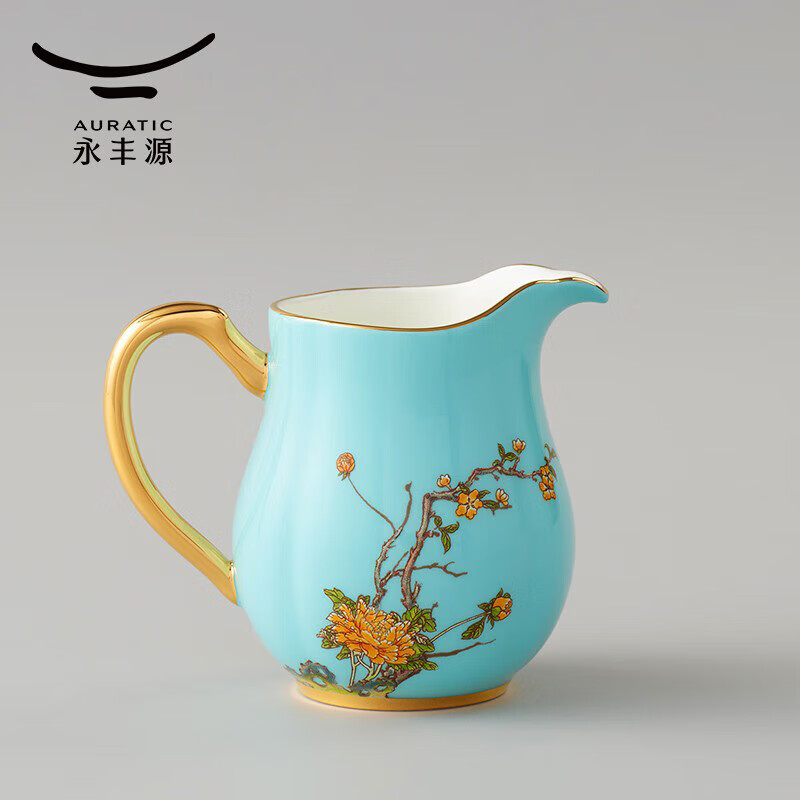 Yongfengyuan (auratic) West Lake blue wine set, 2-head wine pot/wine dispenser/10ml wine cup/5-head wine set/yellow wine set, wine pot + 2 cups + wine dispenser 140ml