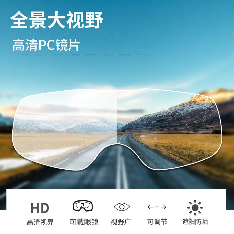 C-RIDING Retro Motorcycle Goggles Cruise Motorcycle Anti-Sand Cycling Helmet Goggles Can Wear Myopic Glasses Pedal Commuting Black Frame Silver-plated Lenses