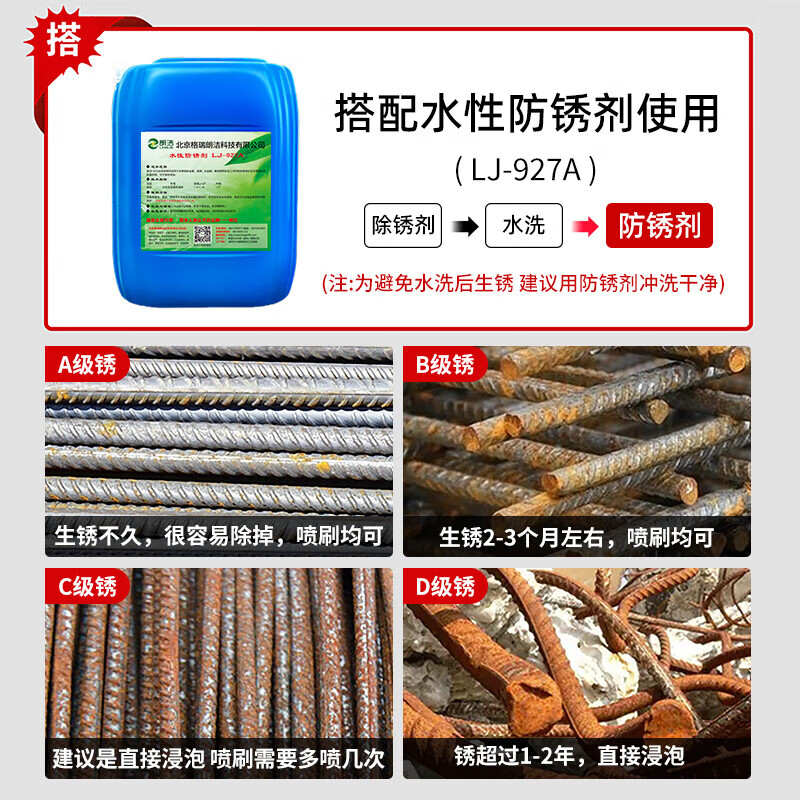 Steel bar rust remover, metal quick cleaning and rust removal, powerful steel industry rust-free polishing conversion paint, rust removal and prevention 1