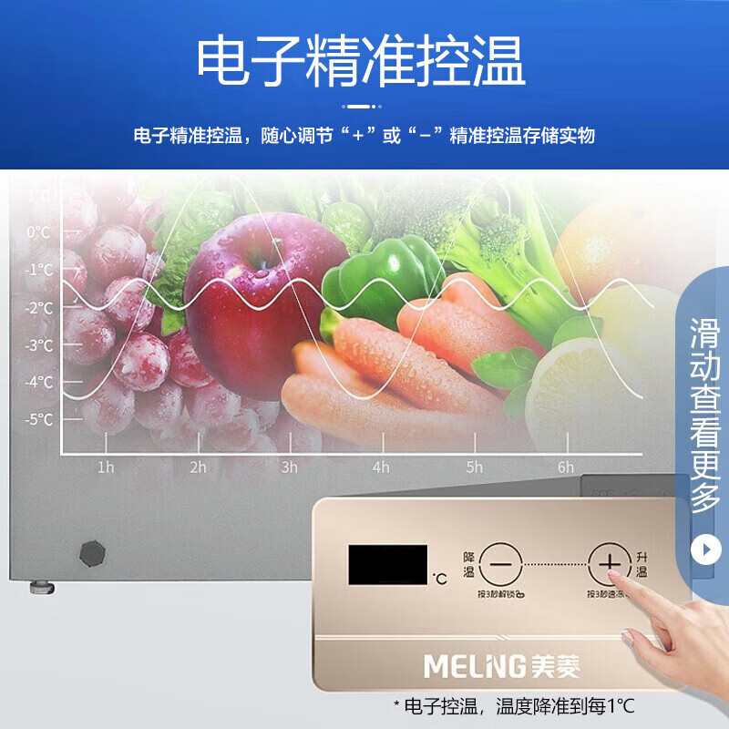 MeiLing 728-liter single-temperature commercial freezer minus 40 degrees secondary energy efficiency cryogenic quick-freezing electronic temperature control BC/BD-728DTE trade-in