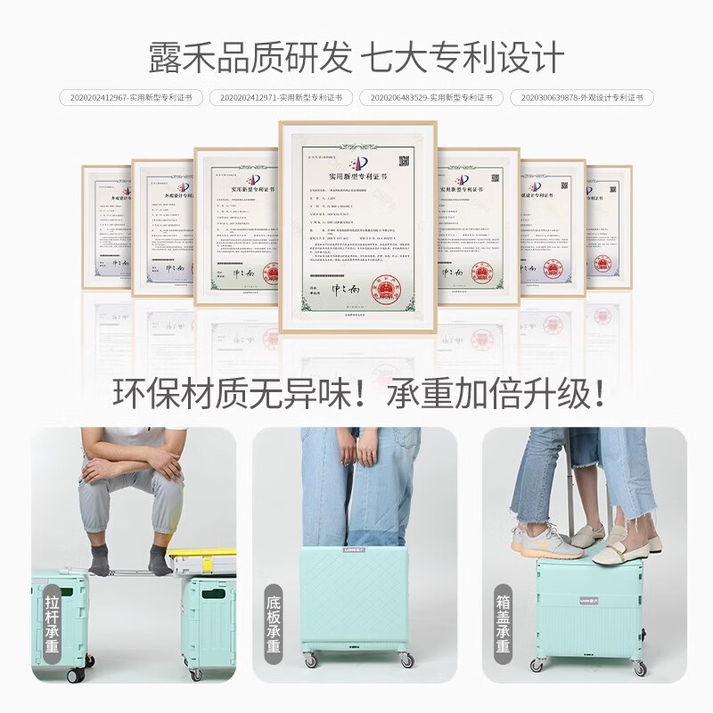 Luhe Shopping Cart Folding Outdoor Camping Cart Picnic Car Camp Trailer Trolley Cart Home Grocery Cart 42*49*45cm Large Directional Wheel Dream Green