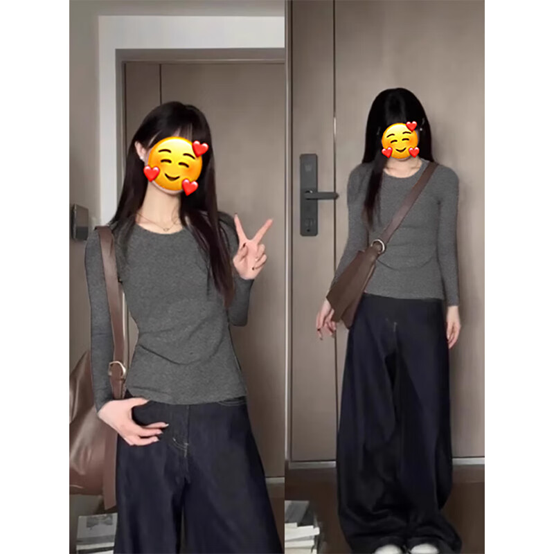 Qumile white bottoming long-sleeved T-shirt for women in autumn and winter new style German velvet inner with slim right shoulder, slim and warm top, white M