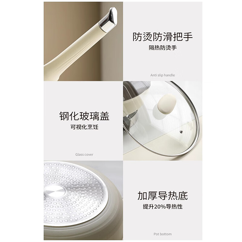 DUMIK frying pan containing titanium flat bottom non-stick pan frying steak pan fried egg wok special induction cooker gas stove 28cm