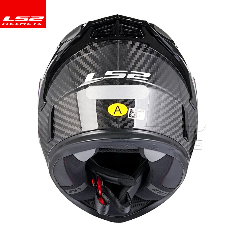 LS2 carbon fiber motorcycle helmet for men and women, all-season full-face helmet, anti-fog, large rear wing FF801 6K single lens - carbon fiber large rear wing model - bright black 2XL (59-60 head circumference recommended)