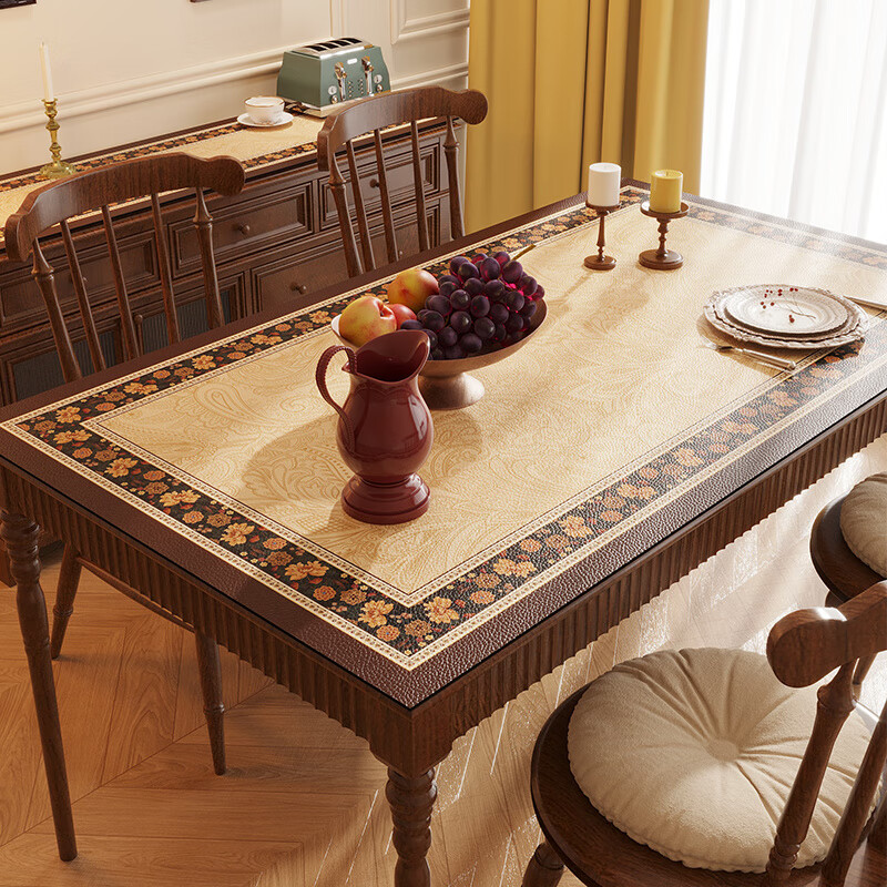 Sailotou retro leather table mat, light luxury dining table mat, waterproof, oil-proof, anti-scalding, no-wash table mat, American coffee table mat, Palestine, waterproof, oil-proof, anti-scalding, 60*100cm