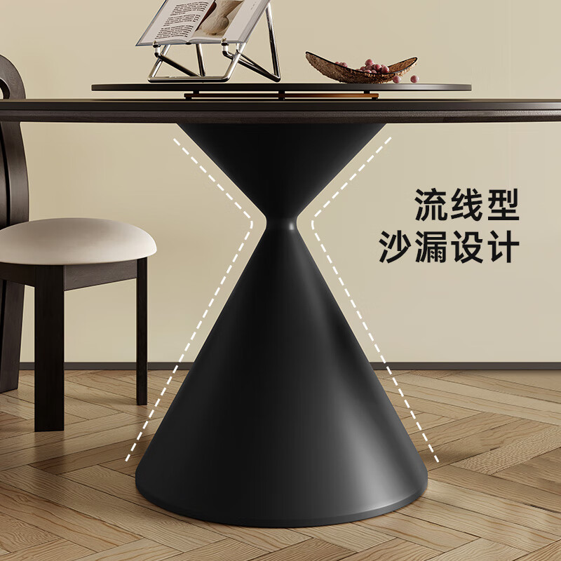 Delifeng Slate Dining Table Home Medieval Style Dining Table Round Table Black Minimalist Thickened Full Support Carbon Steel Retro Round Dining Table Single Dining Table 1.2 Meter Table Without Turntable Swallowtail Butterfly