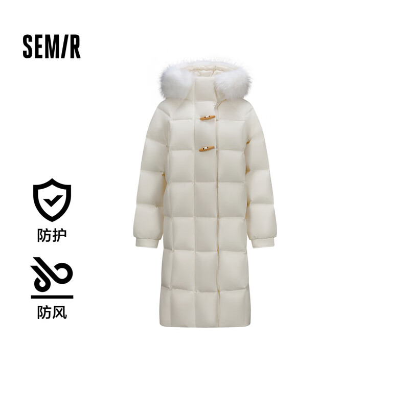 Semir down jacket women's long three-proof windproof loose winter 2024 warm fur collar hooded jacket 109724113018