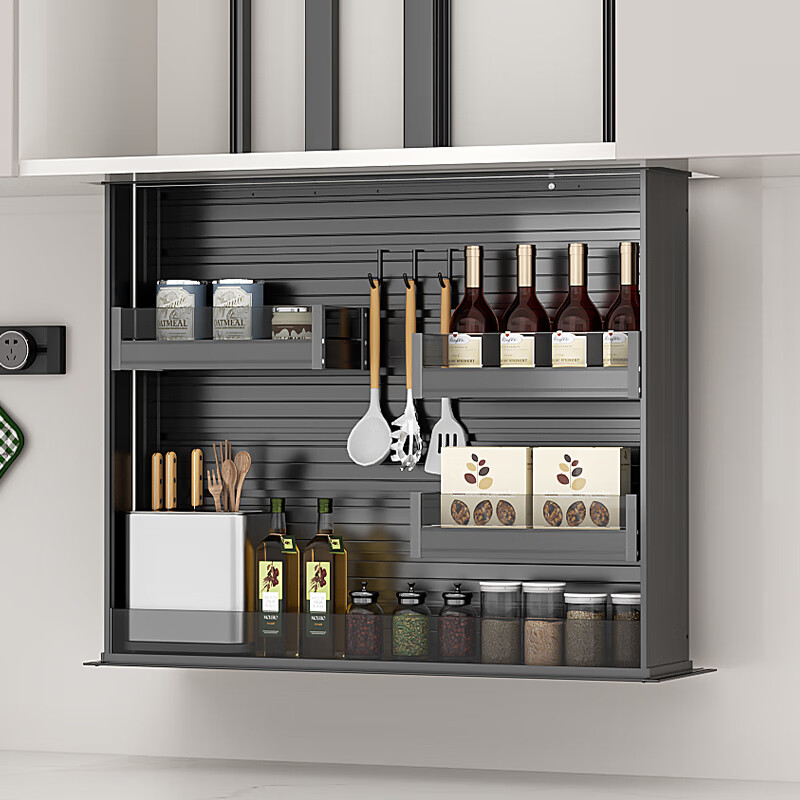 Ling Yuxun kitchen cabinet wall cabinet vertical lifting basket electric intelligent voice touch control automatic seasoning basket fashionable wood grain style 600 cabinet + touch + intelligent voice control +