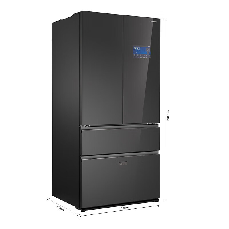 Panasonic 618-liter large-capacity French-style multi-door refrigerator, variable frequency air-cooling, frost-free, electric touch door, Nanoyi