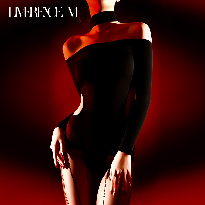 Lai Mi Runsi Hunter Jumpsuit One Shoulder Pure Desire Black Women's High Elastic Silky Sexy Tights Summer New Product Black One Size (Height 155-180cm Weight 45-70kg)