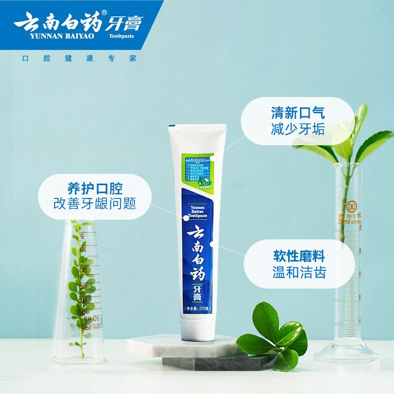 Yunnan Baiyao Classic Series Toothpaste Freshens Breath and Improves Gum Problems Mint Flavor 45g Portable Travel Pack