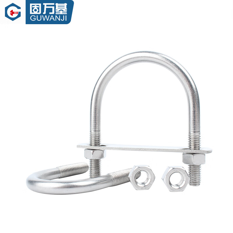 Guwanji with nut baffle set 304 stainless steel U-bolt screw U-shaped card U-shaped pipe clamp fixed buckle ride M8x42 2 sets