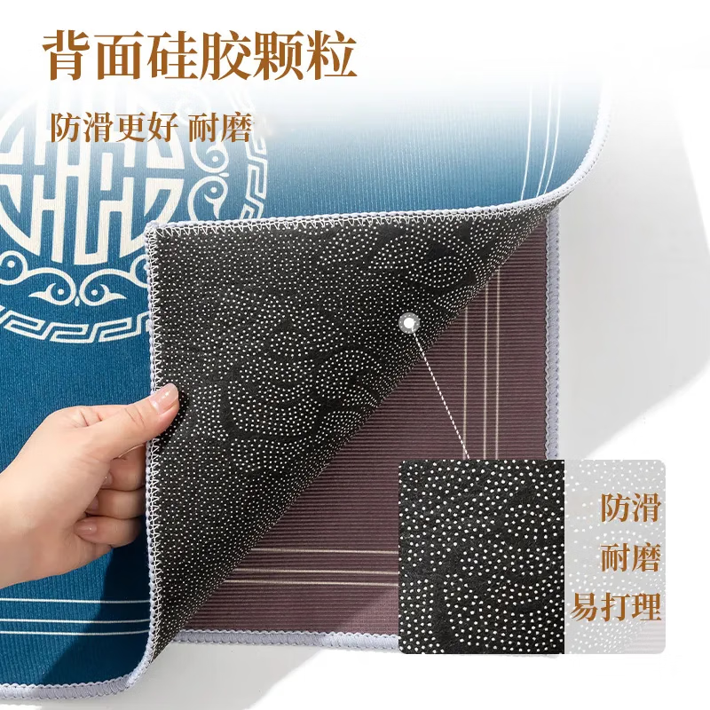 Zhizhu mahjong table tablecloth mat thickened silent hand rub card table mat square square tablecloth poker special mat Bafanglaicai-blue 90*90cm