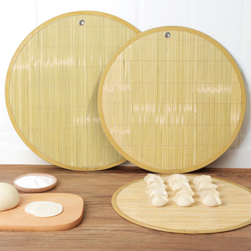 Antique Ahshou's new bamboo dumpling curtain for household use, double-sided, can be used as a round dumpling cover curtain to hold dumplings. Natural bamboo noodles 1 pack 40cm