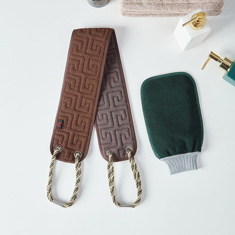 Bath towel, men's special bath towel, strong mud rubbing artifact, household back rub, long strip back bathing gloves, thickened - AB face pull back strip, dark blue