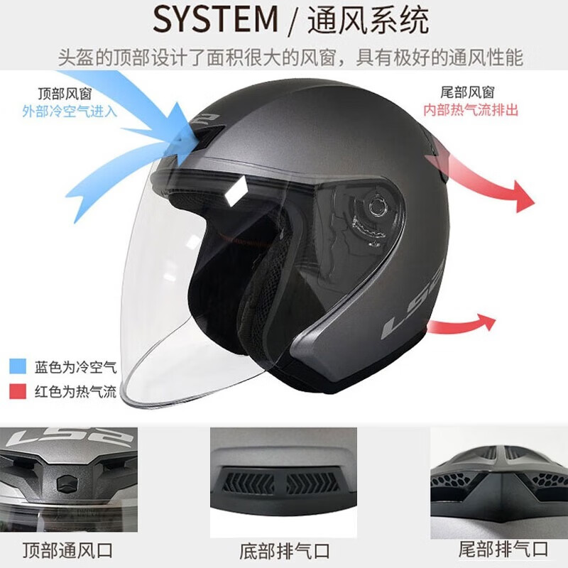 LS2 new motorcycle helmet quarter helmet electric moped four seasons large tail large size men and women half helmet OF608 flash white 3XL (recommended 61-62CM)