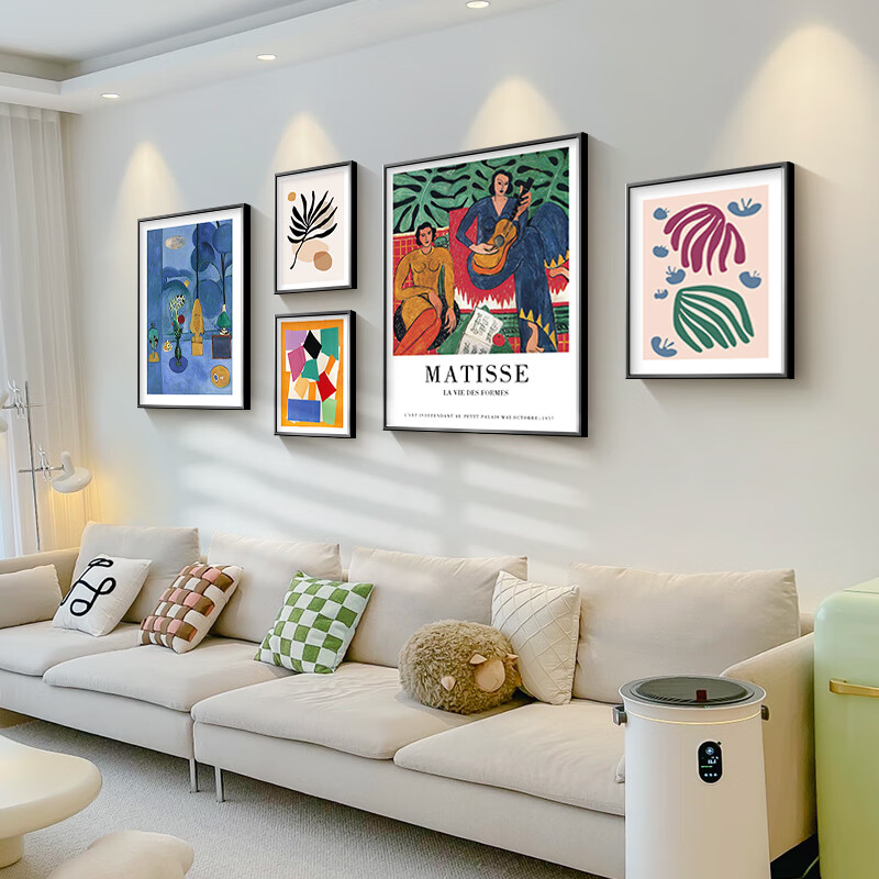 Long time no see Matisse living room decorative painting niche art sofa background wall mural brutalist abstract combination hanging painting