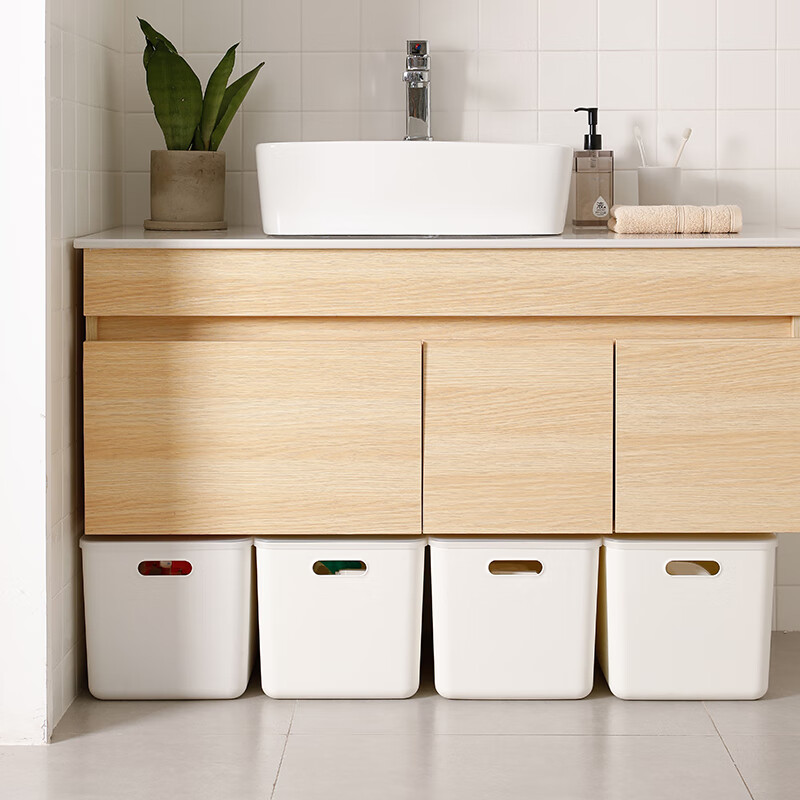 Shuangshan Desktop Storage Box Plastic Dust-Proof Household Clothing Storage Box with Cover, Miscellaneous Organizing Box, Storage Box, Deep L-1 (Length 36.5 Width 26.5 Height 24.5)