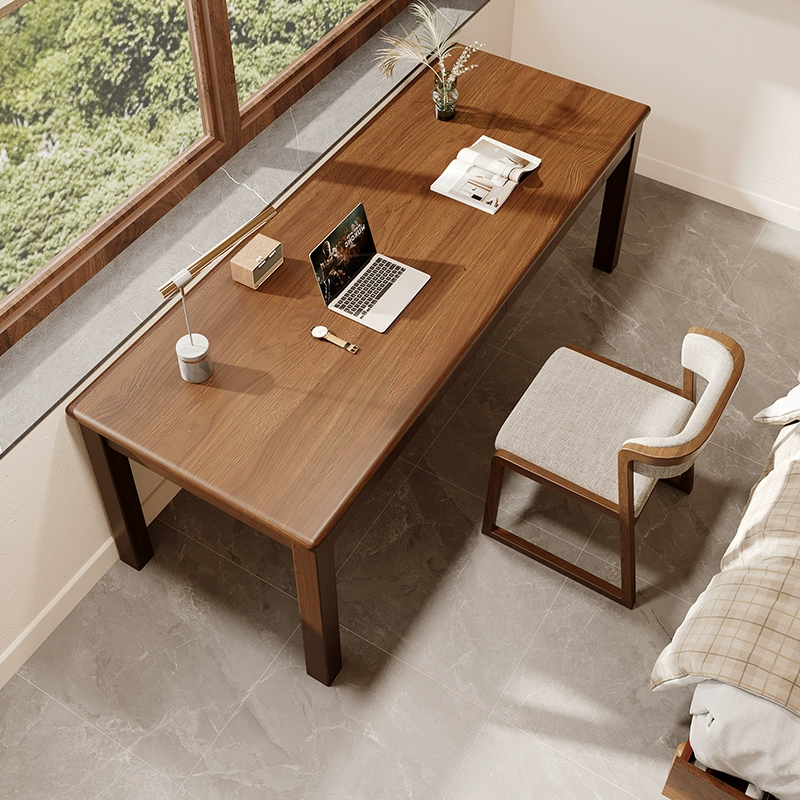 Juruman solid wood desk with drawers, wall-mounted computer desk, study room, home office desk, study table, double long strip table, window side table, table 140*50*75, thickness 5cm, two drawers