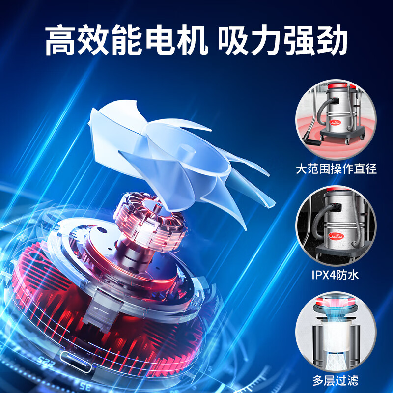 Baiyun Chaobao Clean CB60-2 Industrial Bucket Vacuum Cleaner Commercial High Power 2400W Powerful High Suction Vacuum and Water Suction Machine Factory Workshop Car Wash Shop Special Chaobao CB60-2 Standard Upgraded Enhanced Version