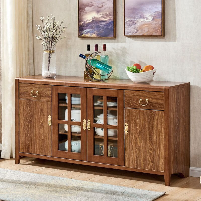 Guansi solid wood sideboard modern new Chinese style living room tea cabinet wine cabinet integrated wall multi-functional storage cabinet cupboard 8810-1 lower cabinet