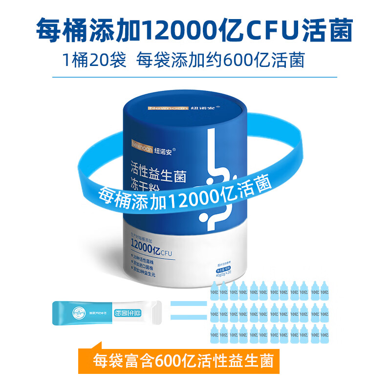 Nunoan probiotic powder contains Bifidobacterium Bb12 for children, adults and the elderly, gastrointestinal 60 billion CFU*20 bags