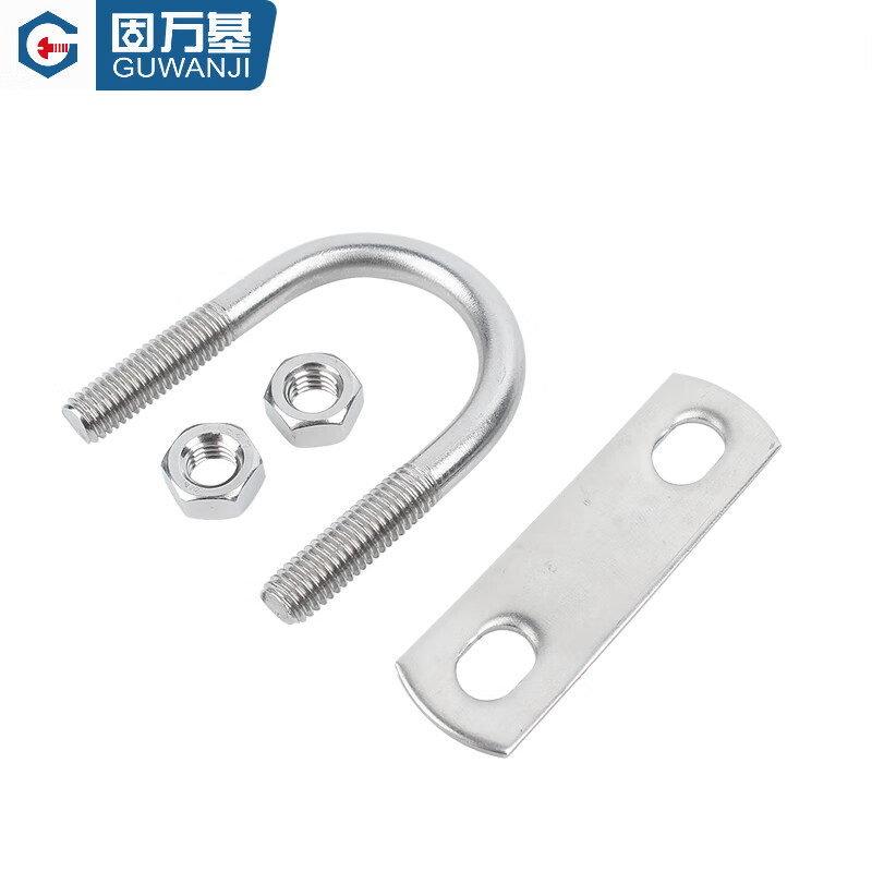 Guwanji with nut baffle set 304 stainless steel U-bolt screw U-shaped card U-shaped pipe clamp fixed buckle ride M8x42 2 sets
