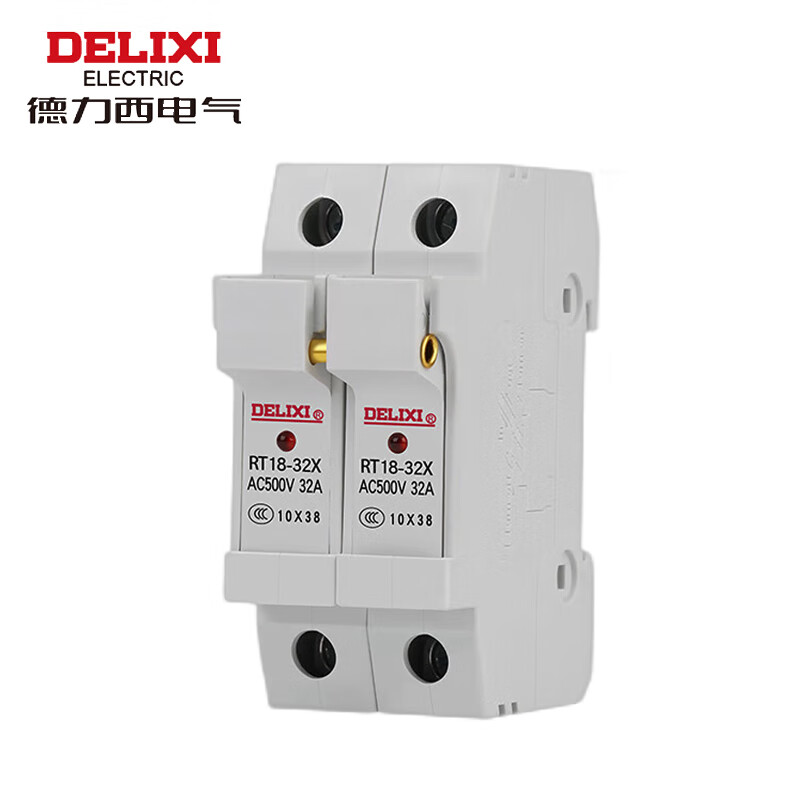 Delixi Electric fuse fuse RT18-32X round core high temperature glass fuse 2P base with light RT1832Z2X
