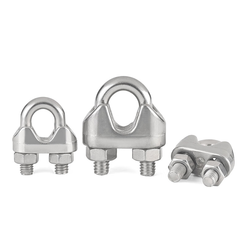 Jinggong (JINGGONG) 304 stainless steel wire rope chuck, wire rope chuck, U-shaped lock buckle, rope tightener, wire clamp 2mm (suitable for 2mm wire rope) (2 pieces)