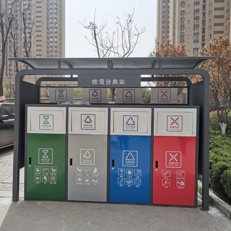 Garbage sorting kiosk outdoor Customized garbage sorting collection kiosk Street garbage recycling station Finished garbage station Customized garbage kiosk Contact customer service for details