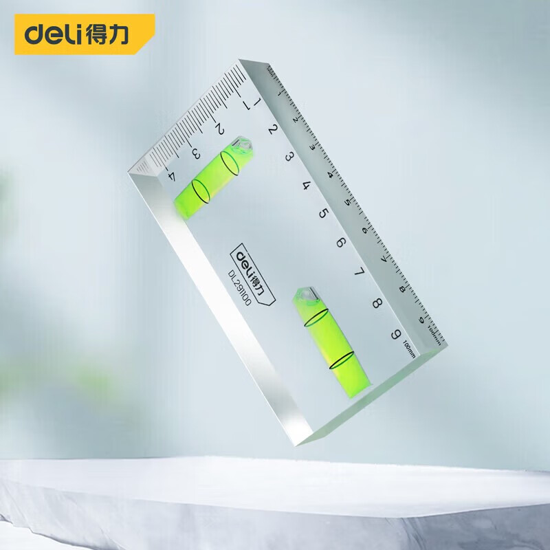 Deli level high-precision flat level ruler small acrylic balance ruler level ruler DL291100 transparent level ruler DL291100