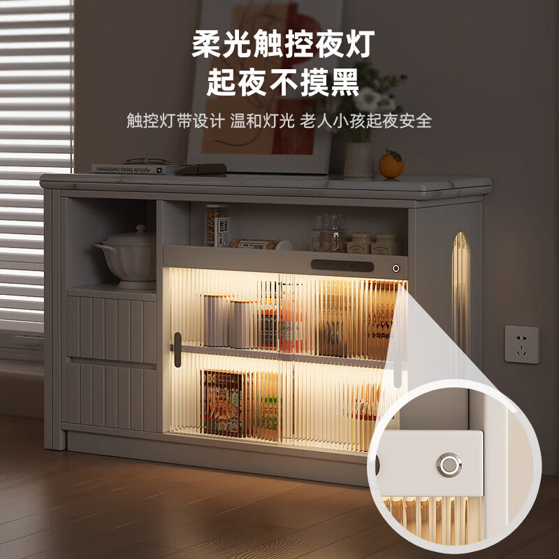 KNSJ multifunctional dining table and sideboard folding dining table rotating bar cabinet small apartment modern simple household rotating wine cabinet dining table + sideboard integrated