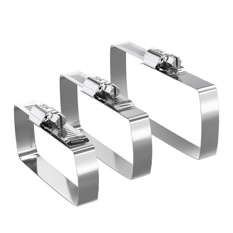 Fengji 304 stainless steel square clamp bridge clamp photovoltaic cable throat clamp trunking tube clamp square tube fixed buckle 100*50 (2 pieces)