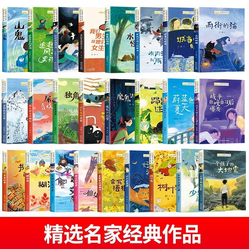 Award-winning children's literature author's book series gift box edition complete set of 25 authentic books. Must-read extracurricular reading books for third and fourth grade primary school students. Classic book list recommended by Chinese teachers. Children's literature books for fifth and sixth graders. The boy chasing the windmill. Elvis Presley on Rainy Street. Yi Mei, a national outstanding award-winning author, children's book money-saving card.