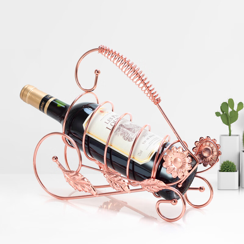 KANGZHIRUN Iron Wine Rack Creative Wine Rack Red Wine Rack Ornaments Fashion Home Decor Iron Wine Bottle Rack Display Rack Cupid Gold
