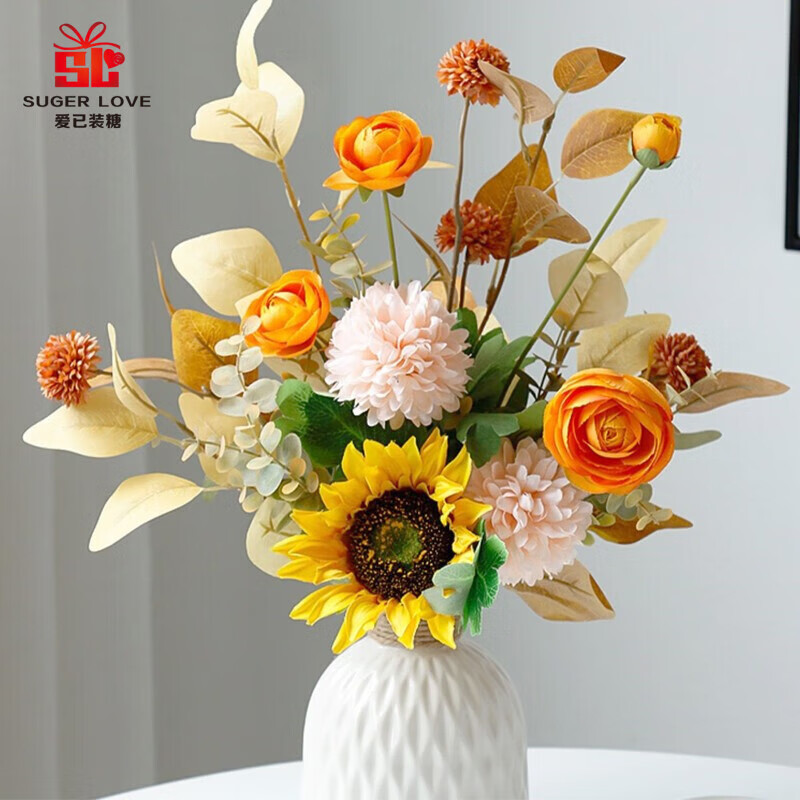 Love has been filled with sugar artificial flowers, spring letters, European vase set, TV cabinet ornaments, living room decorative flowers, plastic flowers