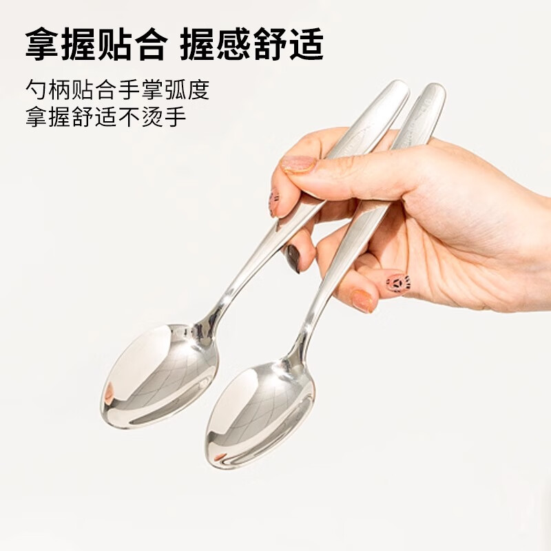Guofeng 316 stainless steel spoon, household spoon, high-end, exquisite and good-looking, 2 large pointed spoons + round spoons