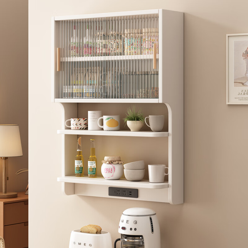 Chengmeixuan solid wood suspended sideboard dining table integrated restaurant small apartment wall cabinet wall storage cabinet storage cabinet solid wood color solid wood length 78*width 17*height 91CM