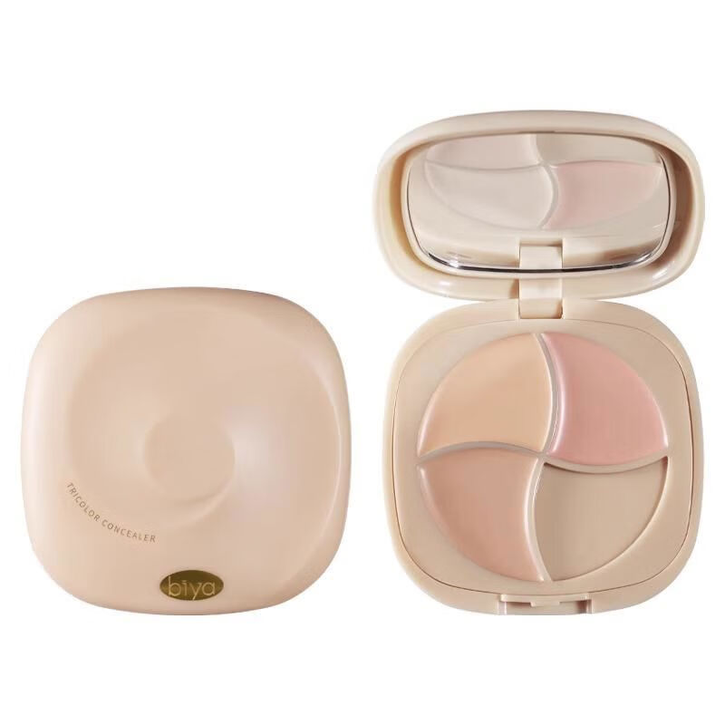 Biya three-color concealer palette long-lasting coverage of facial spots, acne marks, dark circles, tear troughs, and nasolabial folds 02 fair skin color