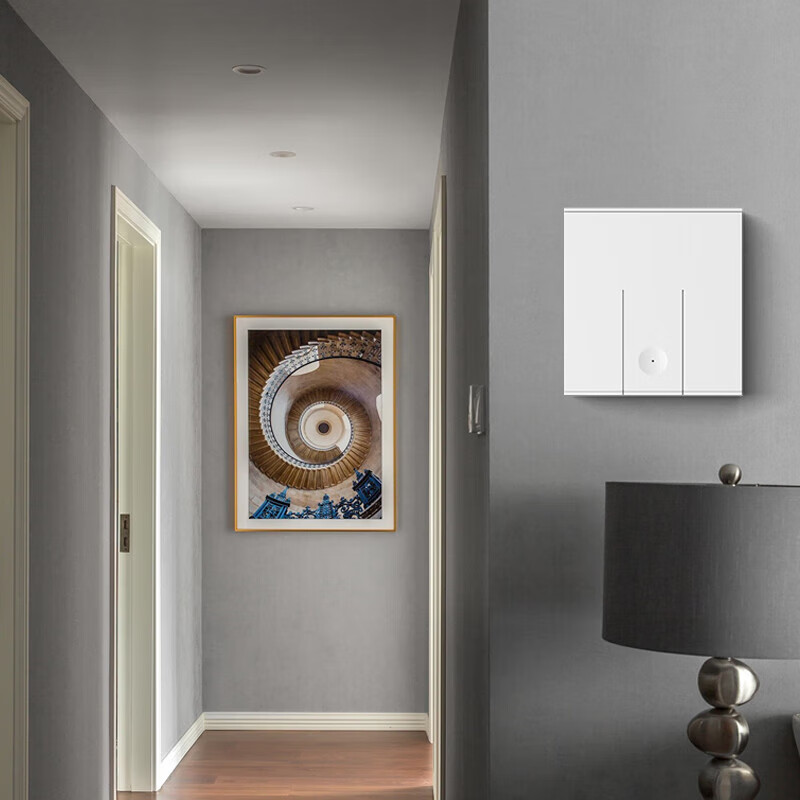 International Electrician (FDD) wireless remote control switch, large panel, wiring-free smart controller, switch can be pasted through the wall, 1 receiver + 1 can be pasted once opened - White